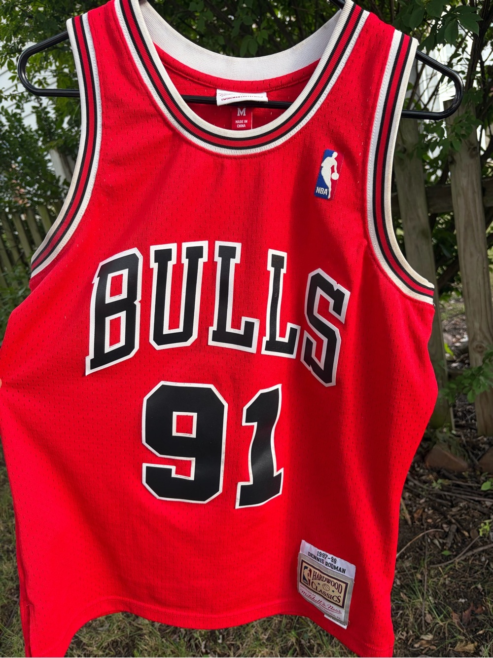 Mitchell & Ness Chicago Bulls Red and Black #91 Jersey